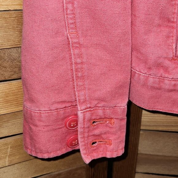 Eddie Bauer Authentic Outdoor Outfitter Pink Button-up Jacket Women L Linen - Picture 7 of 10